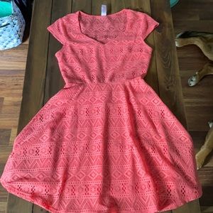 Coral lacy dress